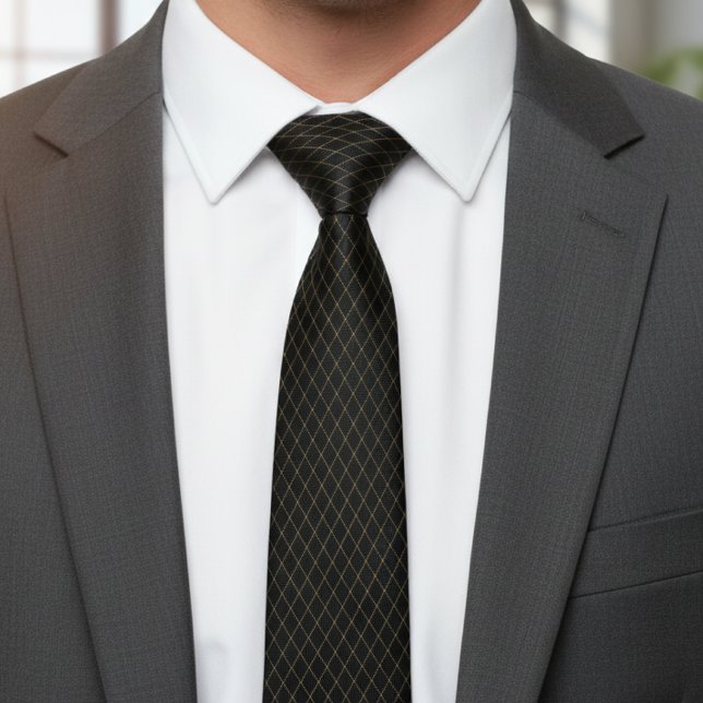 Corbata de diamantes negra y dorada elegante (Subido por el creador)