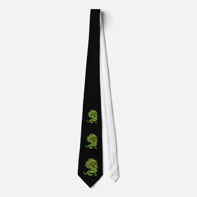 Corbata de dibujos animados de dragón verde (Anverso)