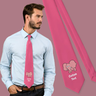 Corbata de dibujos animados de elefante rosa
