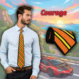 Corbata de dibujos animados roja con rayas amarill
