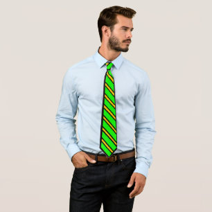 Corbata de dibujos animados verde con rayas amaril