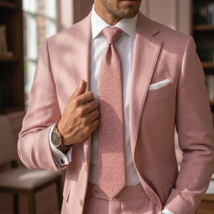 Corbata de diseñador de damasco rosa suave   Boda 