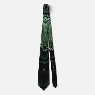 Corbata de diseño fractal verde y negro