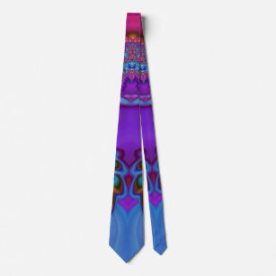 Corbata de diseño original púrpura, rosa y azul