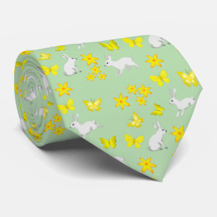 Corbata de Easter Bunny con Mariposas Amarillas