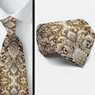 Corbata de encaje de flores Paisley con diamantes