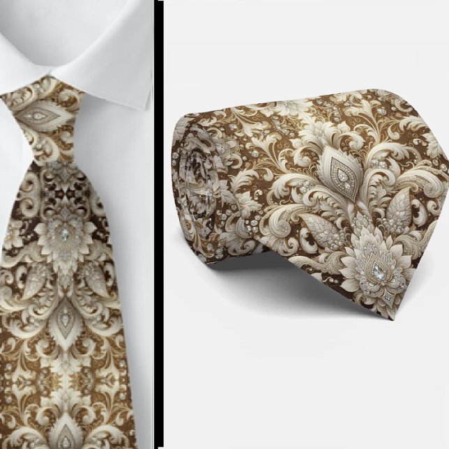 Corbata de encaje de flores Paisley con diamantes  (Subido por el creador)