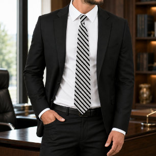 Corbata de encaje   Raya ornamental negra y blanca