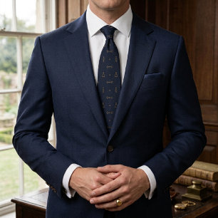 Corbata de equitación Navy & Antique Gold