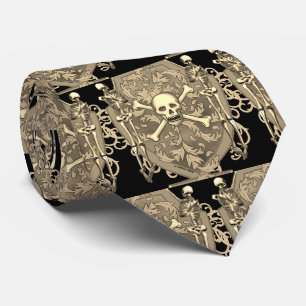 Corbata de escudo de calavera pirata