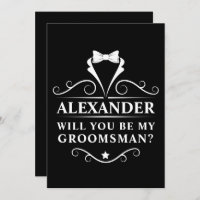 Corbata de esmoquin ¿Serás mi padrino Negro