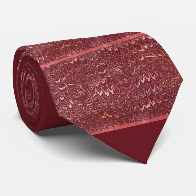corbata de estampado de mármol rojo ladrillo (Enrollado)