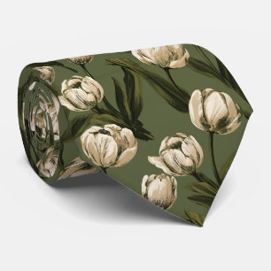 Corbata de estampado de tulipán para padrino corpo