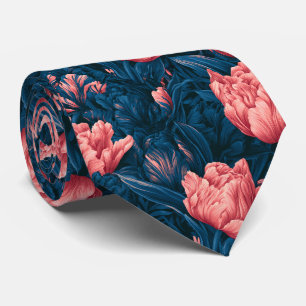 Corbata de estampado de tulipán única para boda 