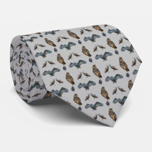 Corbata de estampado doble Owl Frenzy (gris)