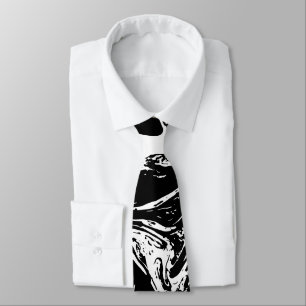 Corbata de estilo mármol negro y blanco