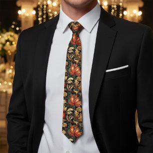 Corbata de estilo vintage floral naranja quemada