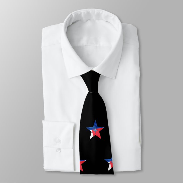 corbata de ESTRELLA ROJA-BLANCA-AZUL (Atado)