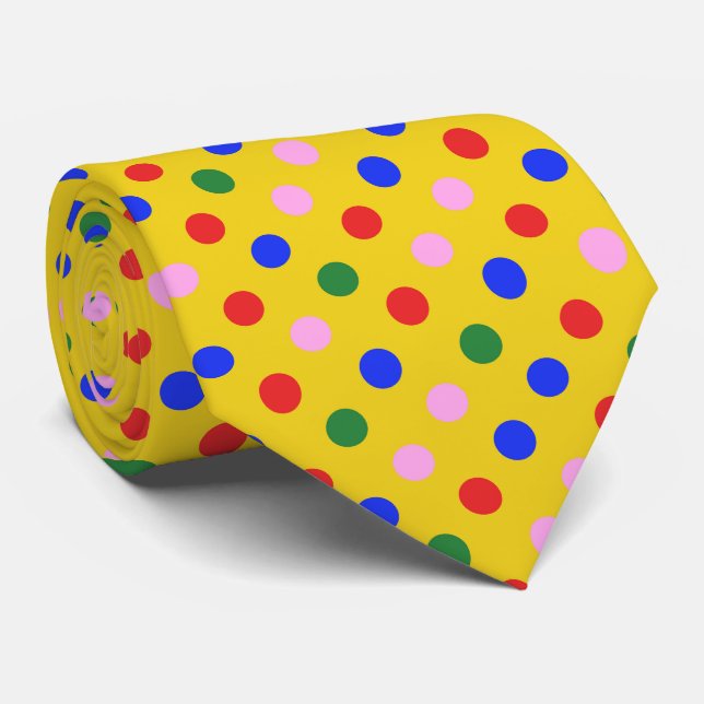 Corbata de fiesta de payaso amarilla con lunares c (Enrollado)