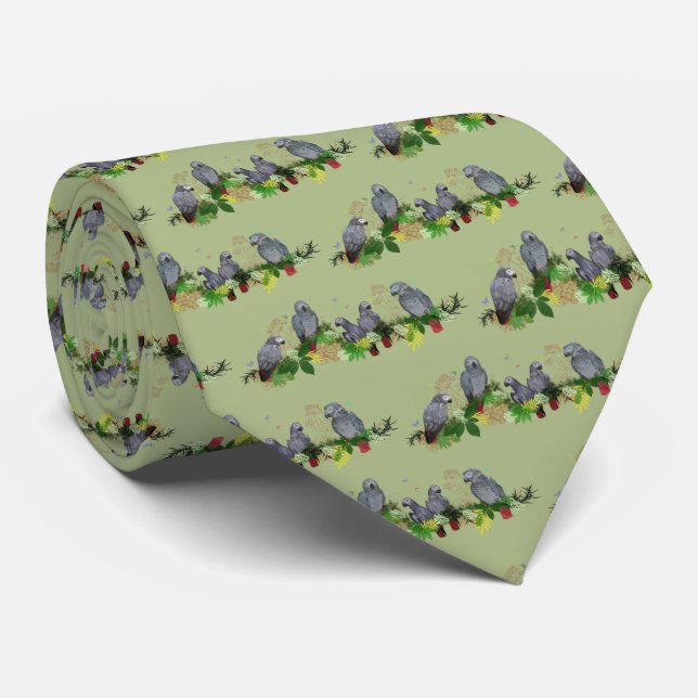Corbata de fiesta para loro gris africano (verde c (Enrollado)