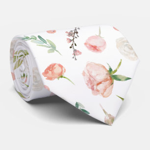 Corbata de flores acuarela de verano sonrojado