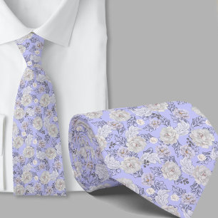 Corbata de flores azules patrón floral