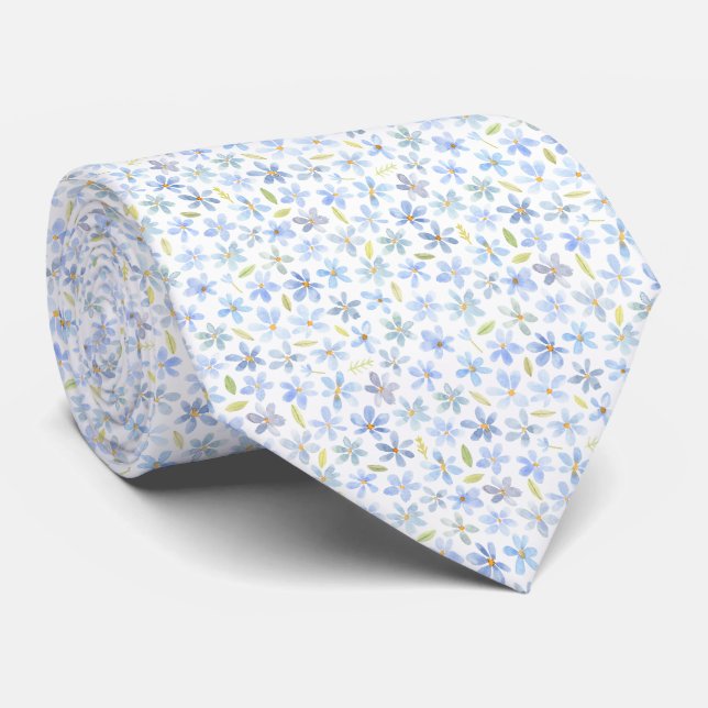 Corbata de flores azules pequeñas (Enrollado)