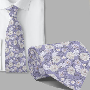 Corbata de flores azules polvorientas con patrón f