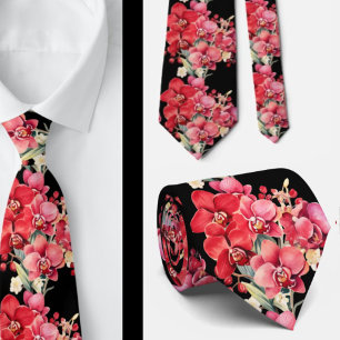 Corbata de flores de orquídea roja