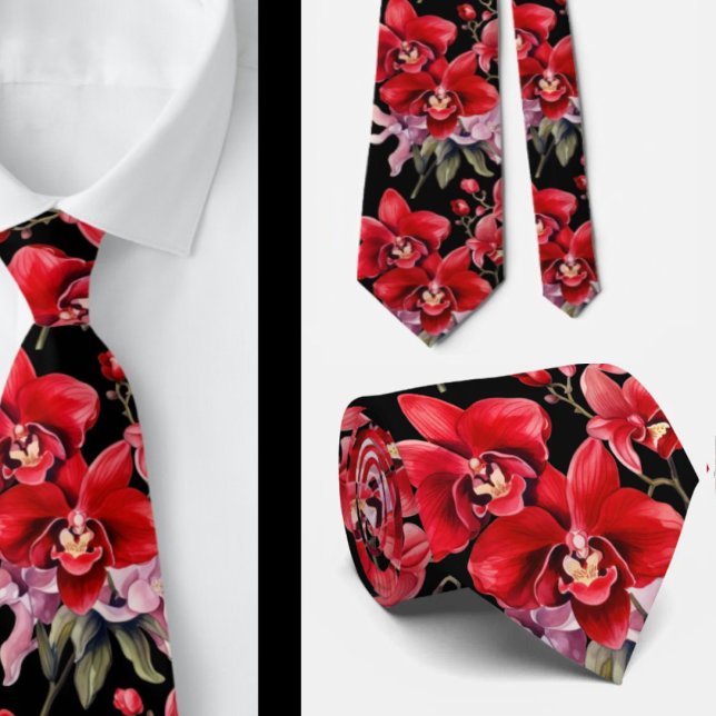 Corbata de flores de orquídea roja (Subido por el creador)