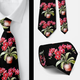 Corbata de flores de orquídea roja