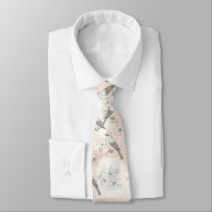 Corbata de flores de pájaro vintage (1)