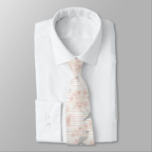 Corbata de flores de pájaro vintage a rayas (4)