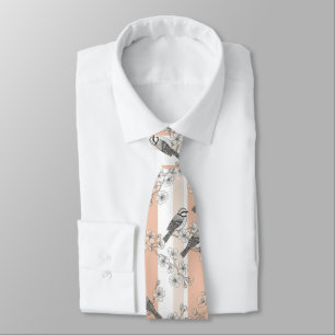 Corbata de flores de pájaro vintage con rayas (5)