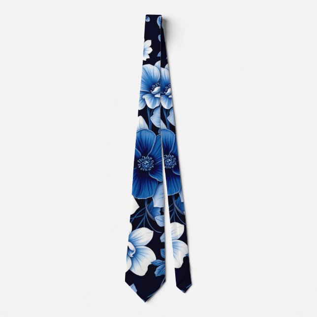 corbata de flores de terciopelo azul (Anverso)