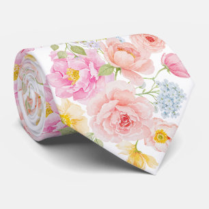 Corbata de flores pastel vívidas cuello