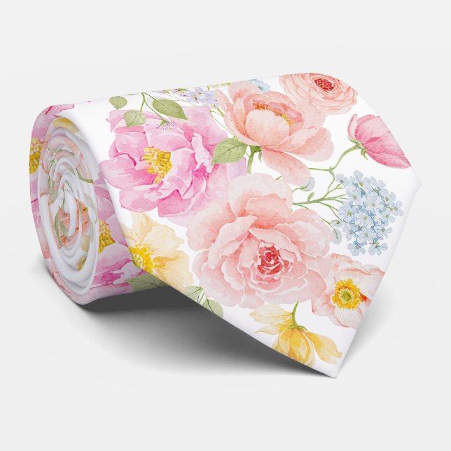 Corbata de flores pastel vívidas cuello (Enrollado)