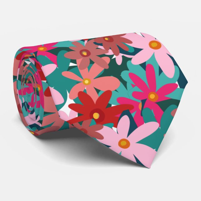 Corbata de flores rojas artísticas: diseño inspira (Enrollado)