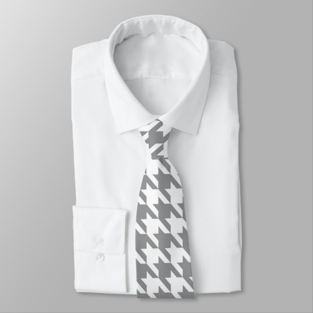 Corbata de gallo gris y blanco (Atado)
