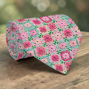 Corbata de ganchillo Cuadrado de la Abuela de los 