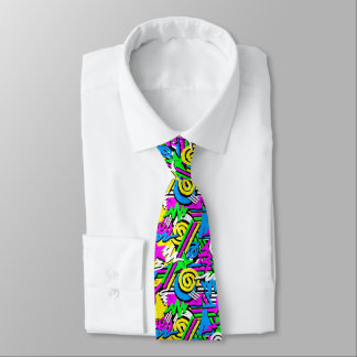 corbata de garabato de neón de los años 90