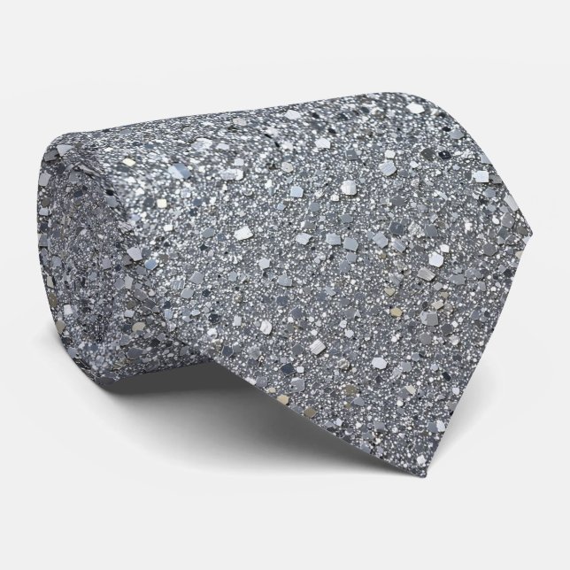 Corbata de Glitter Falso de Plata + Seda | Caballe (Enrollado)
