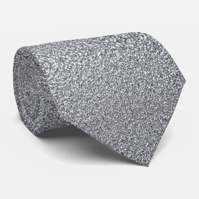 Corbata de Glitter Falso de Plata + Seda | Caballe (Enrollado)