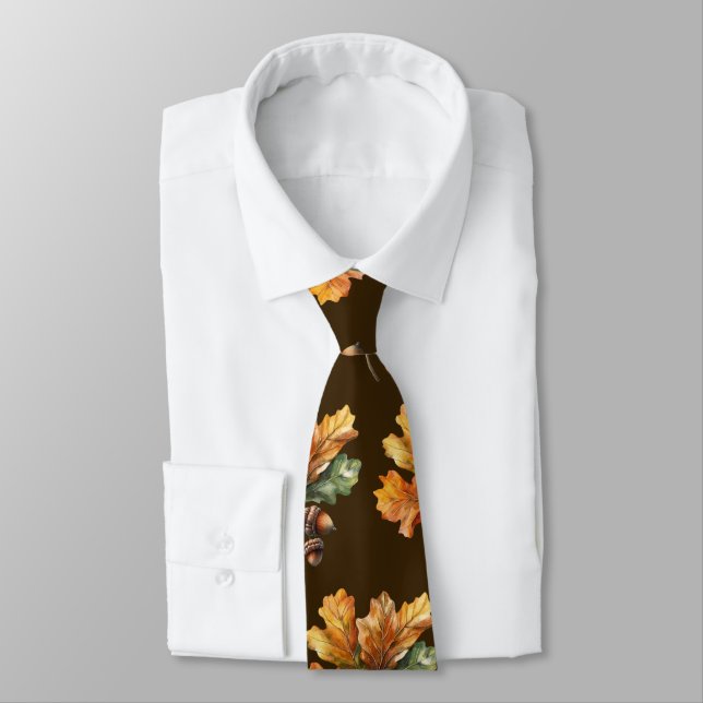 Corbata de hojas de otoño – Moda de otoño en acuar (Atado)