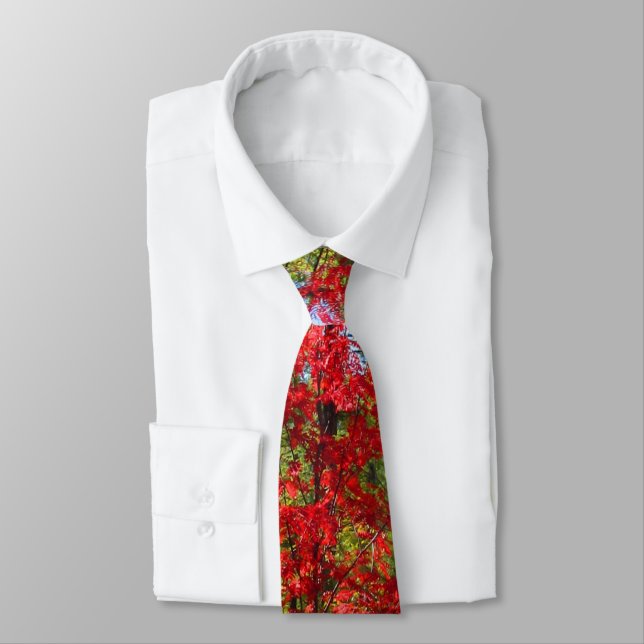 Corbata de hojas de otoño para hombres (Atado)