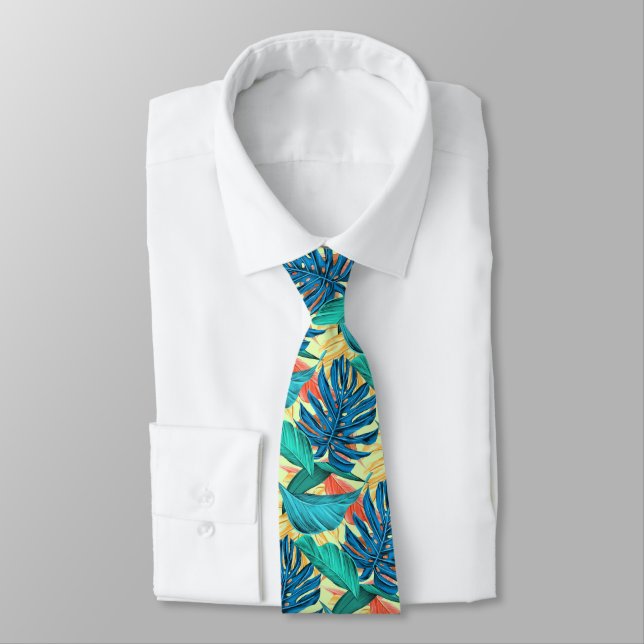 Corbata de hojas tropicales (Atado)