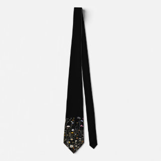 Corbata de hombre con borde de flor silvestre negr