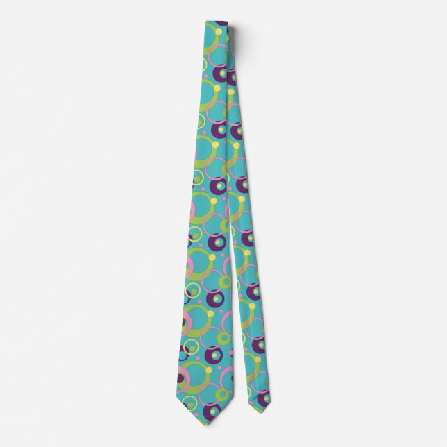 Corbata de hombre con círculos azules funky (Anverso)
