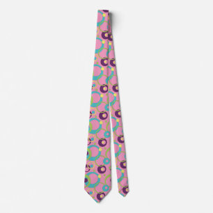 Corbata de hombre con círculos rosas funky