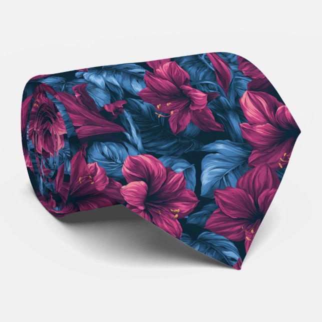 Corbata de hombre con estampado de amarilis para b (Enrollado)